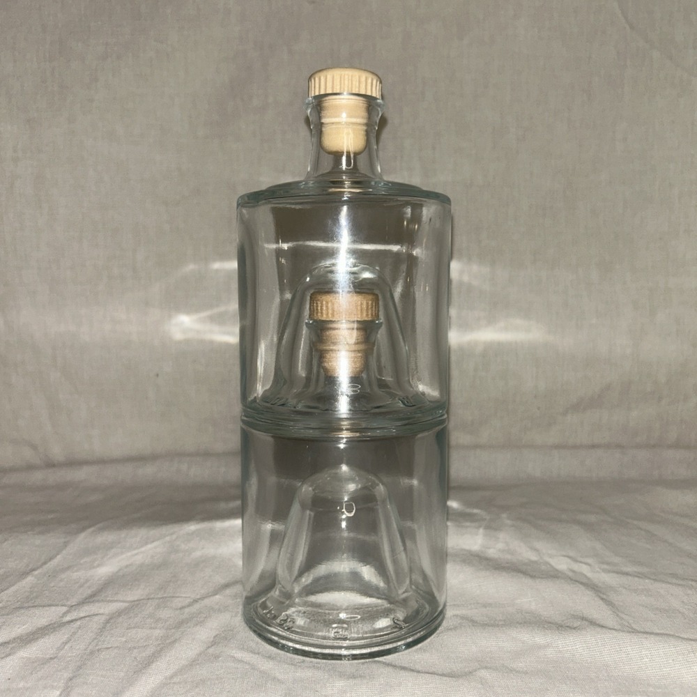 Set Of 2 Stackable Bottles - For Storing Liquor, Oils Or Vinaigrettes